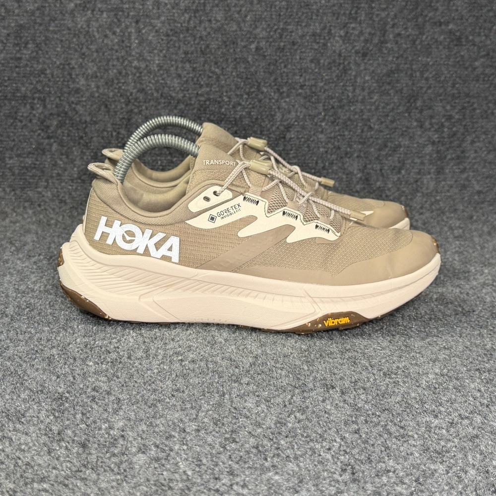 Hoka Transport GTX Trail Running Shoes Women's 8 Dune Eggnog Athletic Sneakers